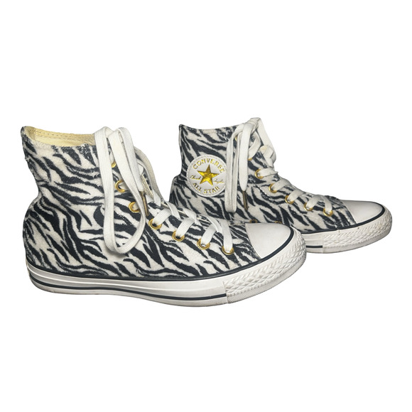 Converse Chuck Taylor Shoes Size Mens 5 Womens 7 Zebra High Top 159467C - Picture 1 of 13